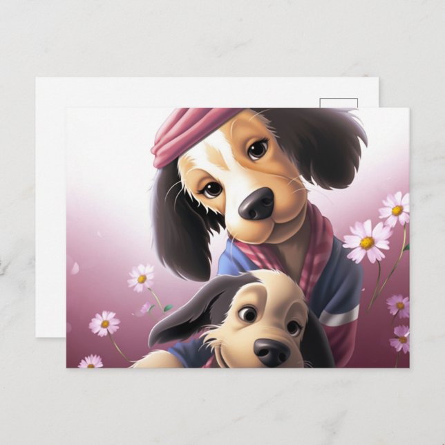 2 Pretty Dogs Postcard (Front/Back)