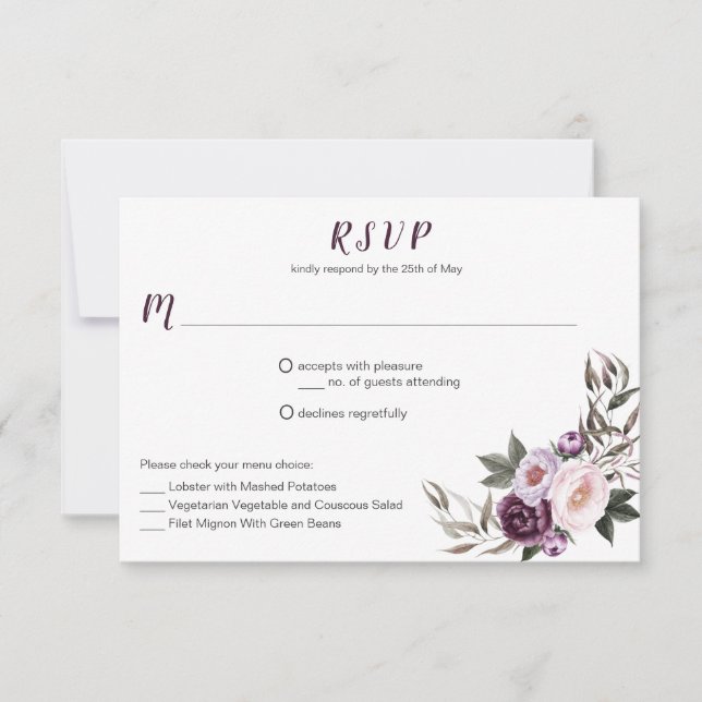 #2 Purple Plum Pink Peonies Bouquet Menu Choice (Front)