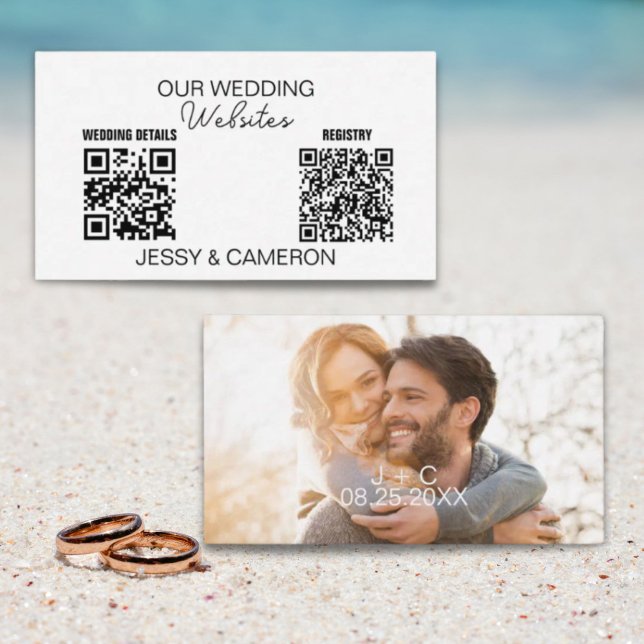 2 QR Codes Wedding Website Wedding Registry Photo Enclosure Card (2 QR Codes Wedding Website Wedding Registry Photo Enclosure Card)