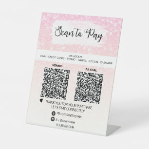 *~* 2 QR PAYMENT - Pastel Tabletop Table Tent Pedestal Sign