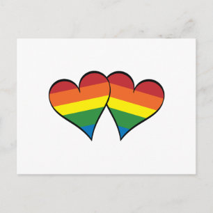 2 Rainbow Hearts Postcard