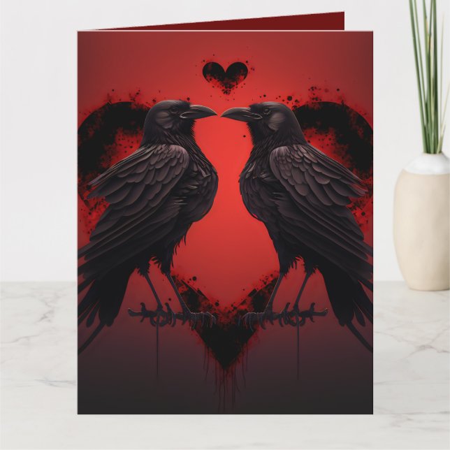 2 Raven and Gothic Heart Card (Front)
