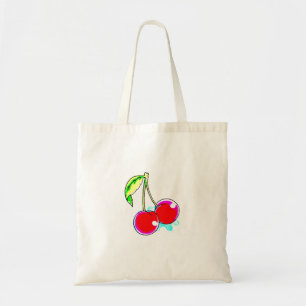 2 red cherries design tote bag