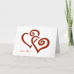 2 Red Hearts Love You Anniversary Card