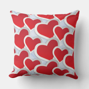 2 Red Hearts Repeating Pattern Cute Cushion
