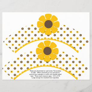 2 Retro Flower Birthday Custom Cupcake Wrappers