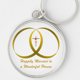 2 rings & JESUS, Happily Married Key Ring