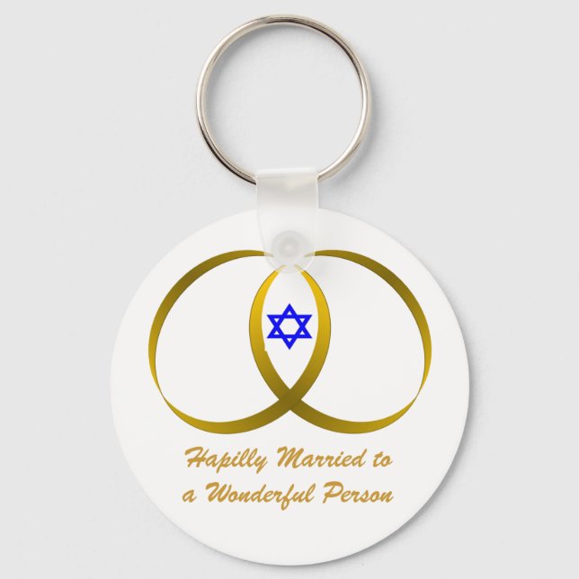 2 rings & STAR of DAVID, Hapilly Married Key Ring (Front)