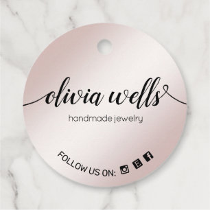  2" Round Rose Gold Signature  Script Hang Tags