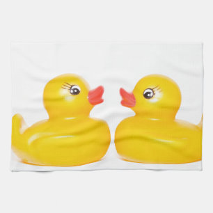 2 rubber ducks in love tea towel