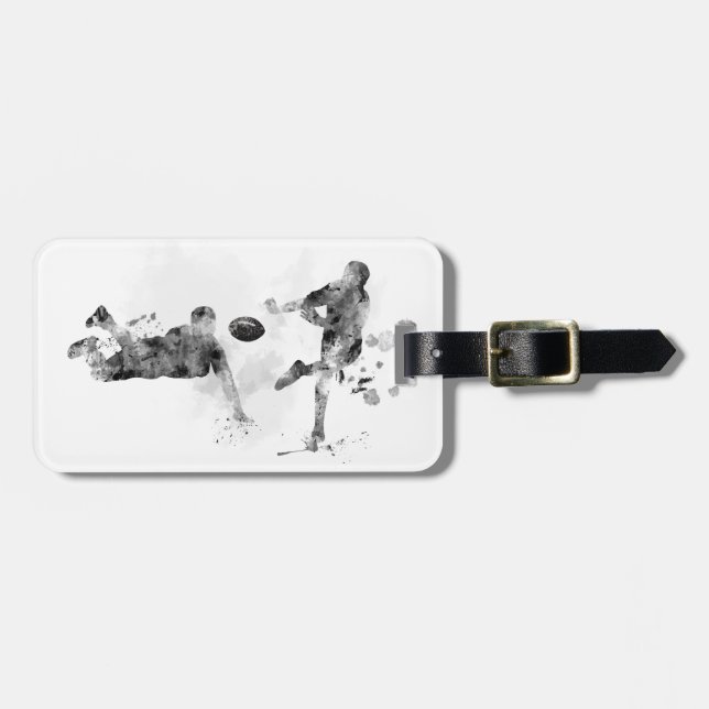 2 RUGBY PLAYERS - LUGGAGE TAG (Front Horizontal)