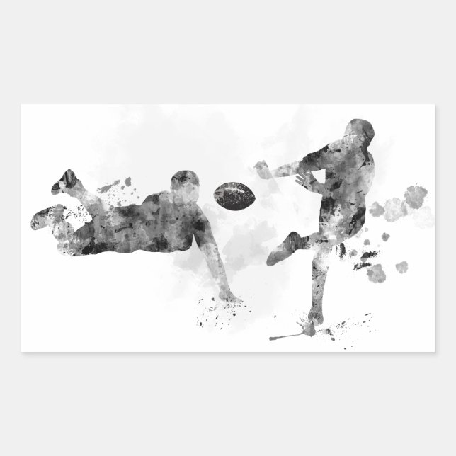 2 RUGBY PLAYERS - RECTANGULAR STICKER (Front)