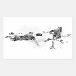 2 RUGBY PLAYERS - RECTANGULAR STICKER