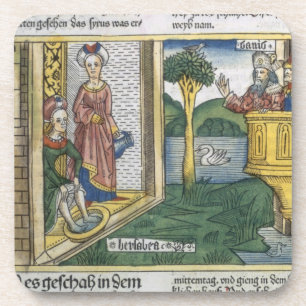 2 Samuel 11 1-5 David sees Bathsheba bathing, from Coaster