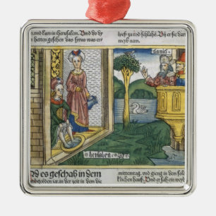 2 Samuel 11 1-5 David sees Bathsheba bathing, from Metal Tree Decoration
