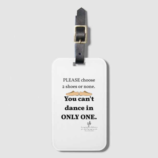 2 Shoes or None White Luggage Tag (Front Vertical)