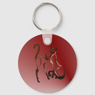 2 Siamese Kitties Keychain