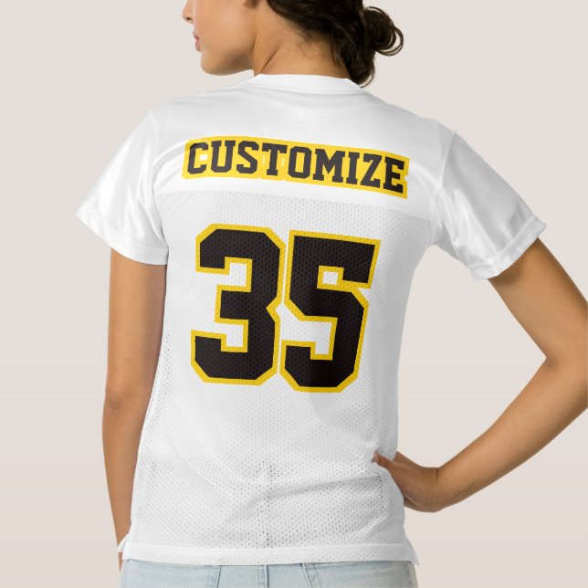 2 Side BLACK GOLDEN YELLOW WHITE Womens Jersey (Back)