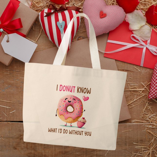 2-Side Cute Doughnut Bridesmaid Proposal Tote Bag (Lovely Donut Tote Bag)