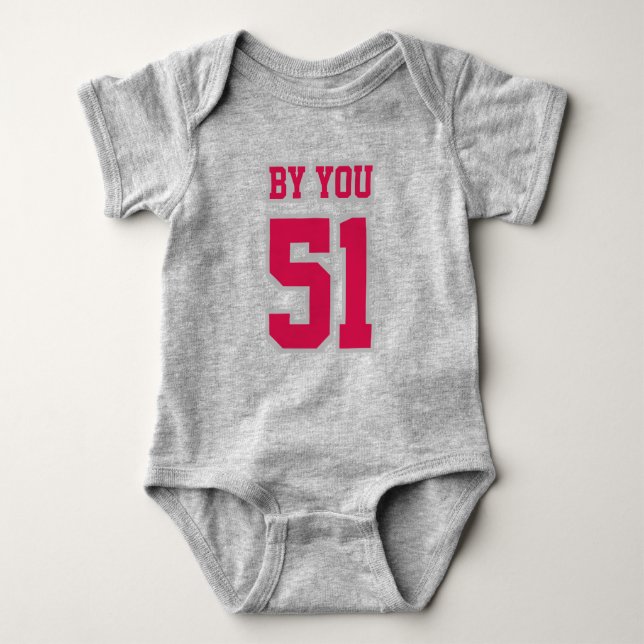 2 Side GRAY WHITE CRIMSON Crewneck Football Outfit Baby Bodysuit (Front)