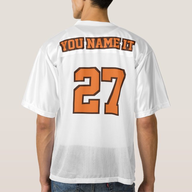 2 Side ORANGE BROWN WHITE Mens Football Jersey (Back)