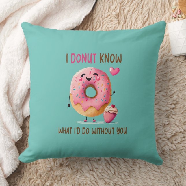 2-Side Personalised Cute Doughnut Throw Pillow (Blanket)