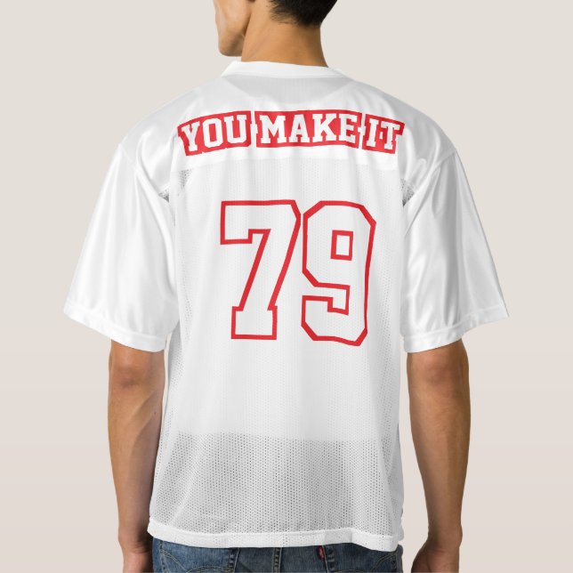 2 Side RED WHITE Mens Football Jersey (Back)