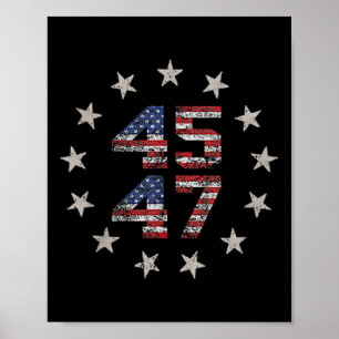 2 Side Trump 2024 President 45 47 American Flag Tr Poster