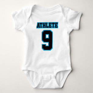 2 Side WHITE BLACK BLUE Romper Football Jersey Baby Bodysuit