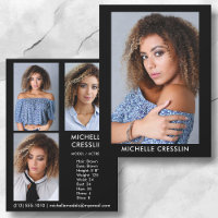 2 sided 4 Photo Model Actor Comp Zed Card 5.5x7.5