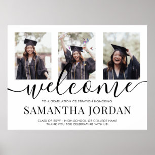 2 Sided 6 Photo Graduation Party Welcome Poster