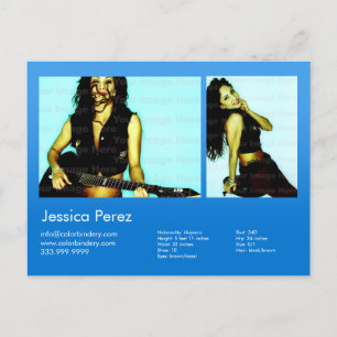 2-Sided Actor & Model 2 Shot Blue Headshot Comp Postcard