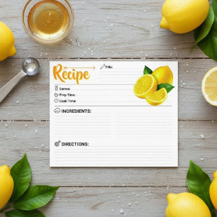 2 Sided Blank - Modern Lemon Recipe Card