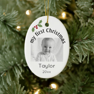 2-Sided Create Your Own, Photo My 1st Christmas Ceramic Tree Decoration