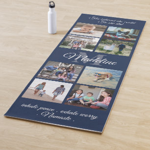 2 Sided Custom Mantra Navy & White Monogram Photo Yoga Mat