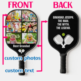 💗 2-sided Custom text and photo pickleball paddle