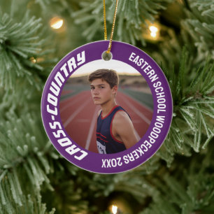 2-Sided Customisable Sports Cross-Country Photo Ceramic Tree Decoration