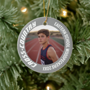 2-Sided Customisable Sports Cross-Country Photo Ceramic Tree Decoration