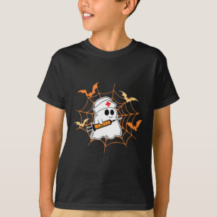 2 Sided Cute Ghost In My Spooky Nurse Era Hallowee T-Shirt
