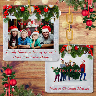 2 Sided, Family Photo Ornament, Personalized Ceramic Ornament