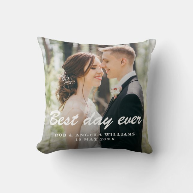 2 sided floral wedding Throw Pillow (Front)