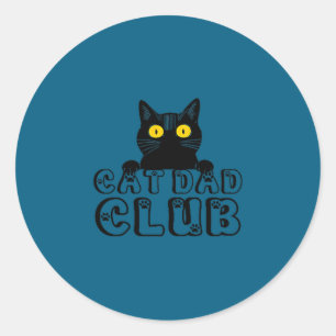 (2 sided) funny cat dad club husband birthday classic round sticker