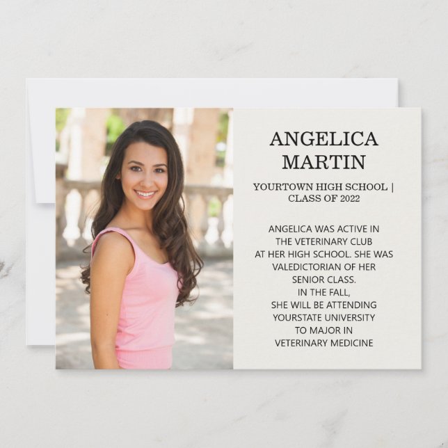 2-Sided Graduation 3 Photo Details Announcement  (Front)