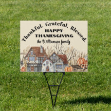 2-sided Happy Thanksgiving 18x24-in Rectangle Yard