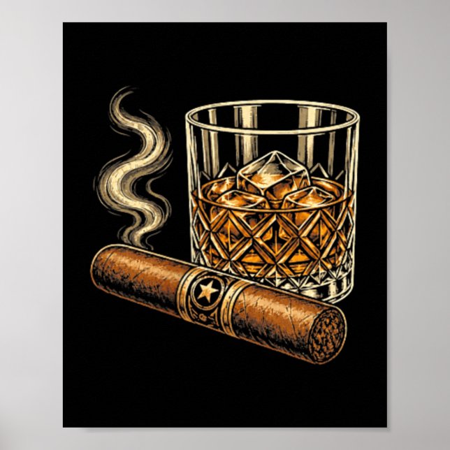 2 Sided Ill Be In The Backyard Funny Cigar Lover Poster (Front)