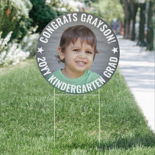2 Sided Kids Kindergarten Graduation Photo Yard Garden Sign