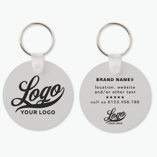 2 sided Logo & Name on Light grey Company Business Key Ring