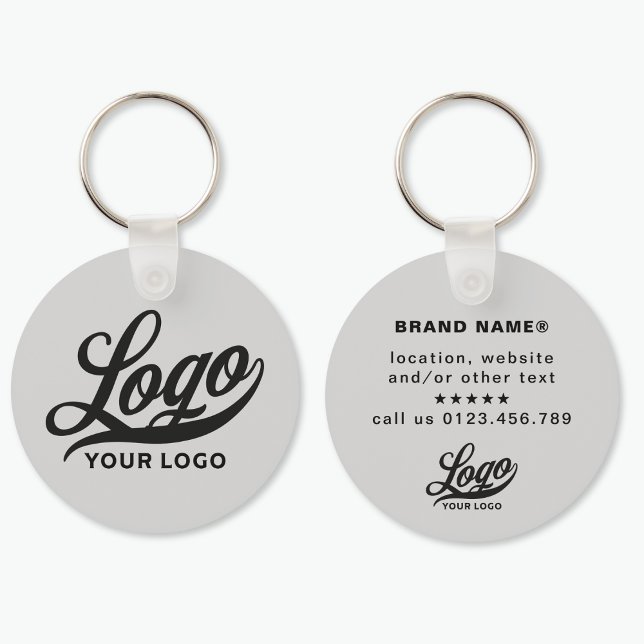 2 sided Logo & Name on Light grey Company Business Key Ring (Creator Uploaded)