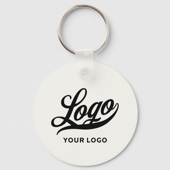 2 sided Logo on Off white Business Simple Minimal Key Ring (Front)