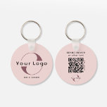2 sided Logo & QR Code Blush Pink Company Business Key Ring<br><div class="desc">Personalised light and waterproof Logo Keychains with a simple minimal design. Add your URL to create QR Code,  logo and text.</div>